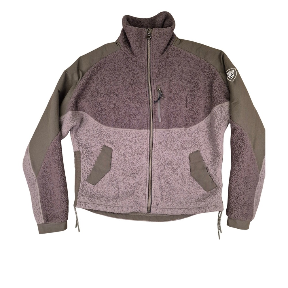 Kuhl Mens Fleece Full Zip‎ Jacket Two Tone Green Grey Sherpa Outdoor Layer Small